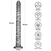 LoveToy - Vibrax Slider - Lange Vibrerende Anaal Dildo - 40,5 cm - Zilver-laced-up.nl