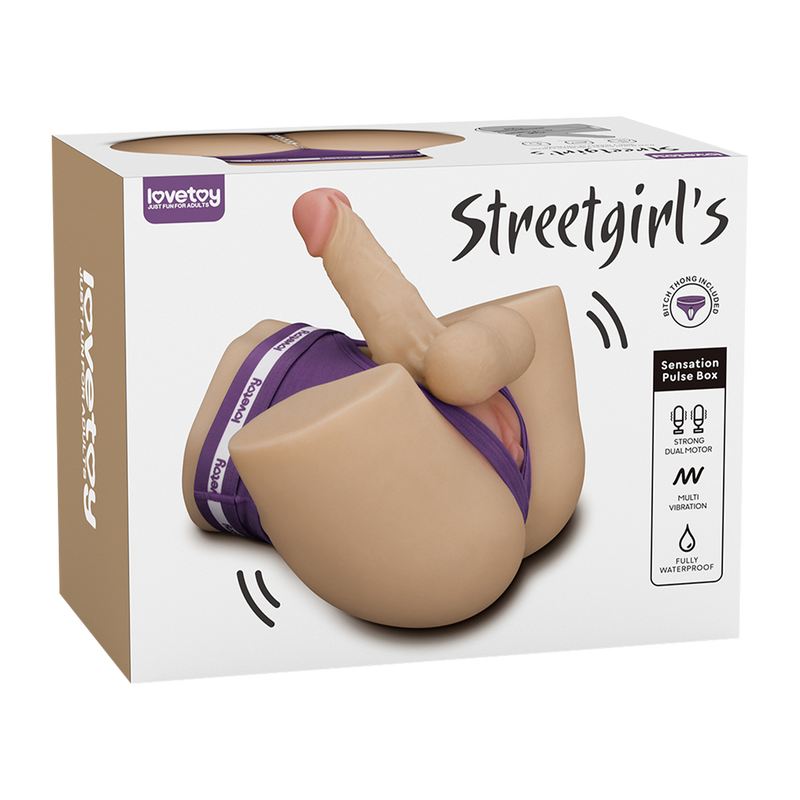 LoveToy - Streetgirl's Dual Motor Sensation Pulse Masturbator met Dildo - Beige-laced-up.nl