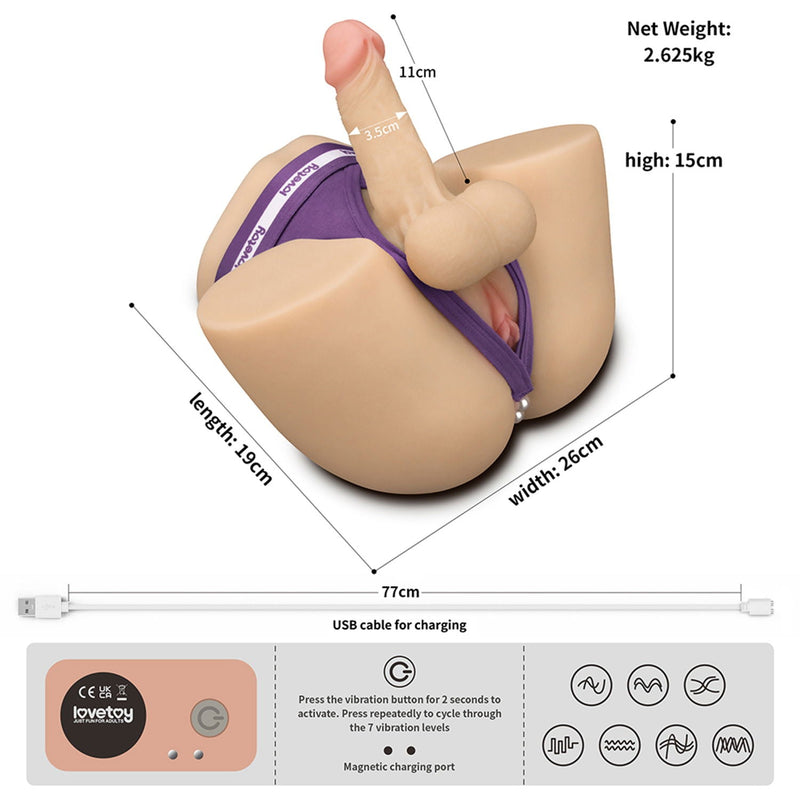 LoveToy - Streetgirl's Dual Motor Sensation Pulse Masturbator met Dildo - Beige-laced-up.nl