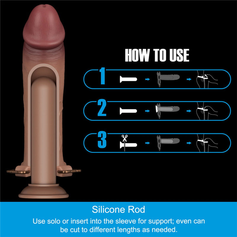 LoveToy - Ingen - Holle Strap-on met Siliconen Staaf – 25 cm - Lichte huidskleur-laced-up.nl