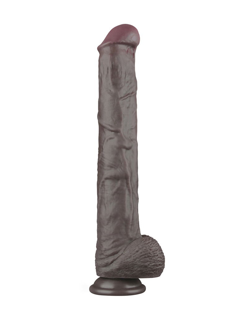LoveToy - Nature Cock - Dubbellaags Buigbare XXL Dildo - 37,5 cm - Bruin-laced-up.nl
