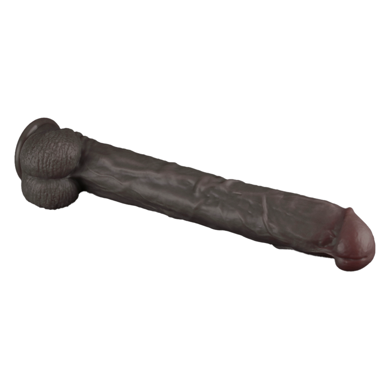 LoveToy - Nature Cock - Dubbellaags Buigbare XXL Dildo - 37,5 cm - Bruin-laced-up.nl