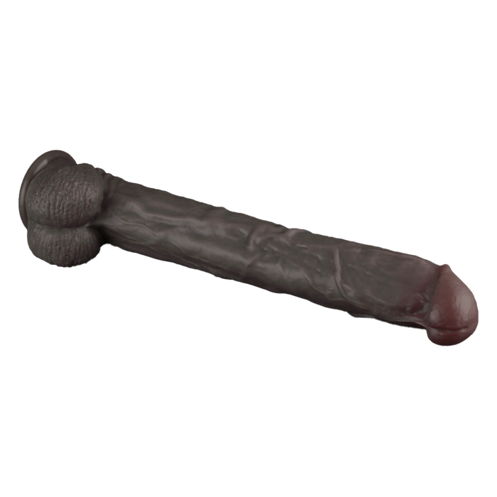 LoveToy - Nature Cock - Dubbellaags Buigbare XXL Dildo - 37,5 cm - Bruin-Erotiekvoordeel.nl
