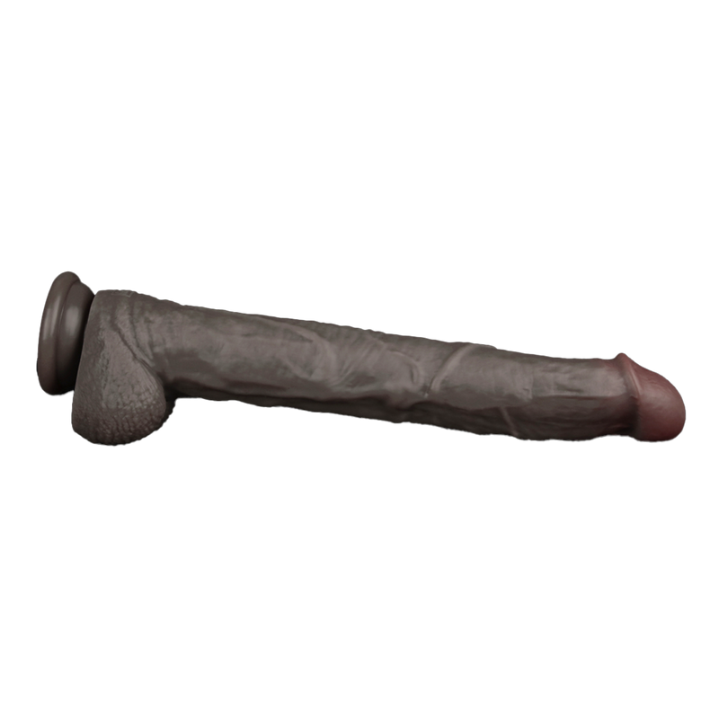 LoveToy - Nature Cock - Dubbellaags Buigbare XXL Dildo - 37,5 cm - Bruin-laced-up.nl