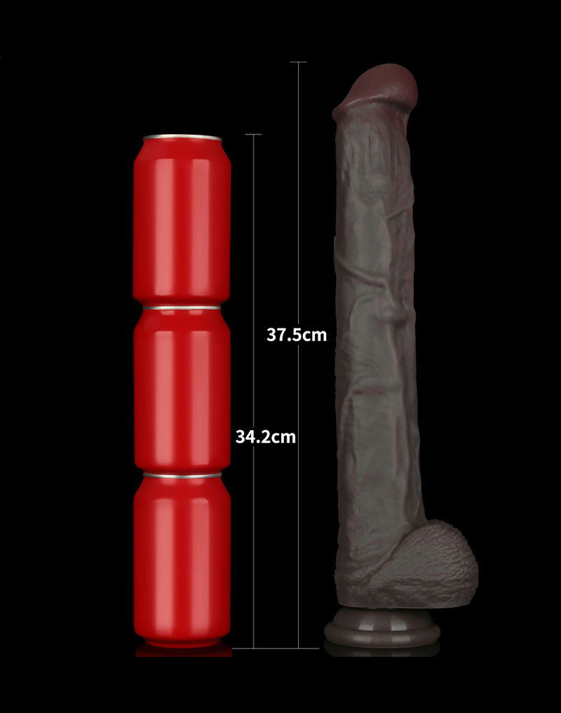 LoveToy - Nature Cock - Dubbellaags Buigbare XXL Dildo - 37,5 cm - Bruin-laced-up.nl
