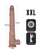 LoveToy - Nature Cock - Dubbellaags Buigbare Dildo met Aders - 40 cm-laced-up.nl