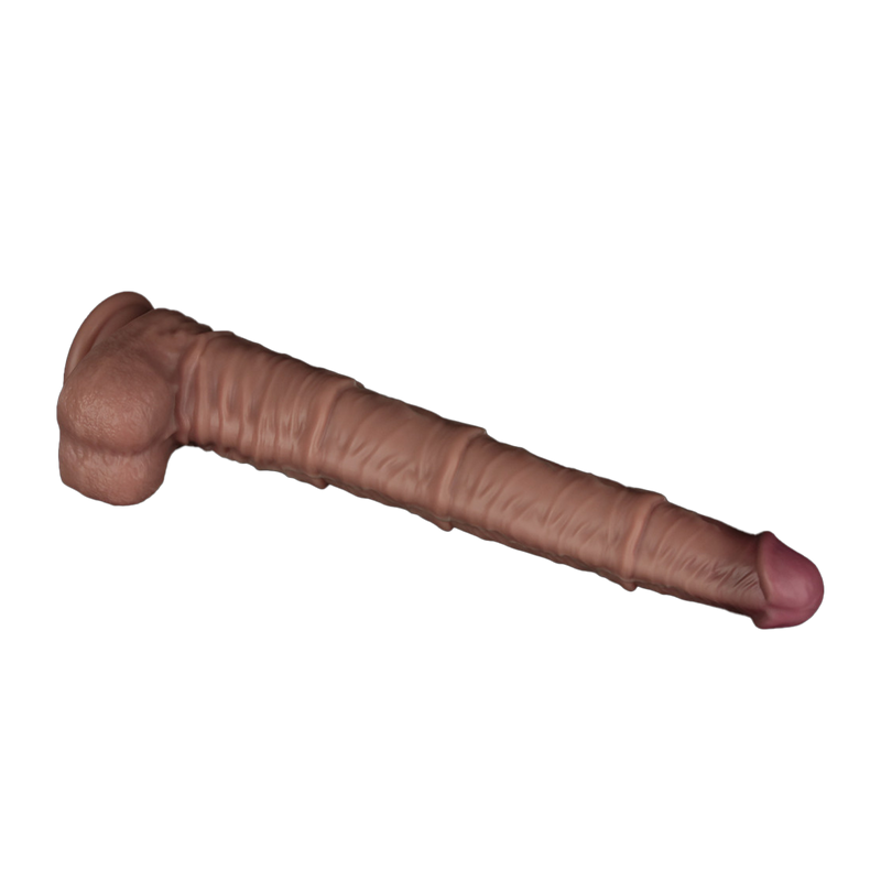LoveToy - Nature Cock - Dubbellaags Buigbare Dildo met Aders - 40 cm-laced-up.nl