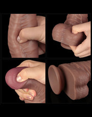 LoveToy - Nature Cock - Dubbellaags Buigbare Dildo met Aders - 40 cm-laced-up.nl