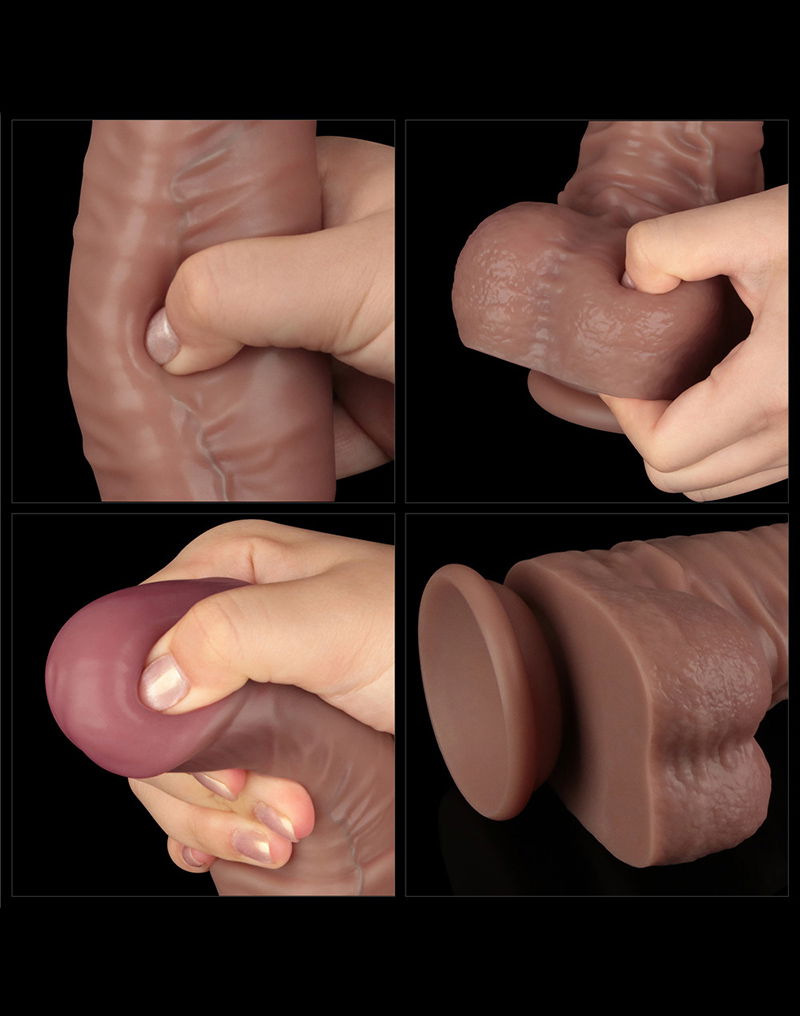 LoveToy - Nature Cock - Dubbellaags Buigbare Dildo met Aders - 40 cm-laced-up.nl