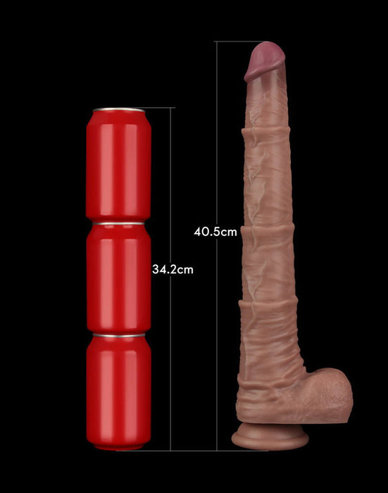 LoveToy - Nature Cock - Dubbellaags Buigbare Dildo met Aders - 40 cm-Erotiekvoordeel.nl