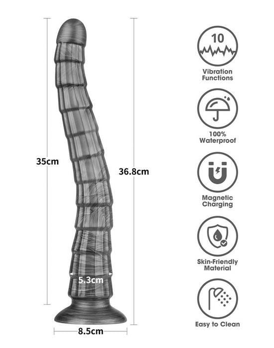LoveToy - Vibrax Slider - Lange Vibrerende Anaal Dildo - 35 cm - Zilver-laced-up.nl