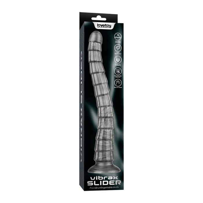 LoveToy - Vibrax Slider - Lange Vibrerende Anaal Dildo - 35 cm - Zilver-laced-up.nl