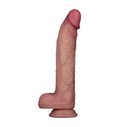LoveToy - Sliding Skin Vibrerende Dildo Pro II - Met Afstandsbediening - 25 cm - Lichte Huidskleur-laced-up.nl