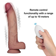 LoveToy - Sliding Skin Vibrerende Dildo Pro II - Met Afstandsbediening - 25 cm - Lichte Huidskleur-laced-up.nl