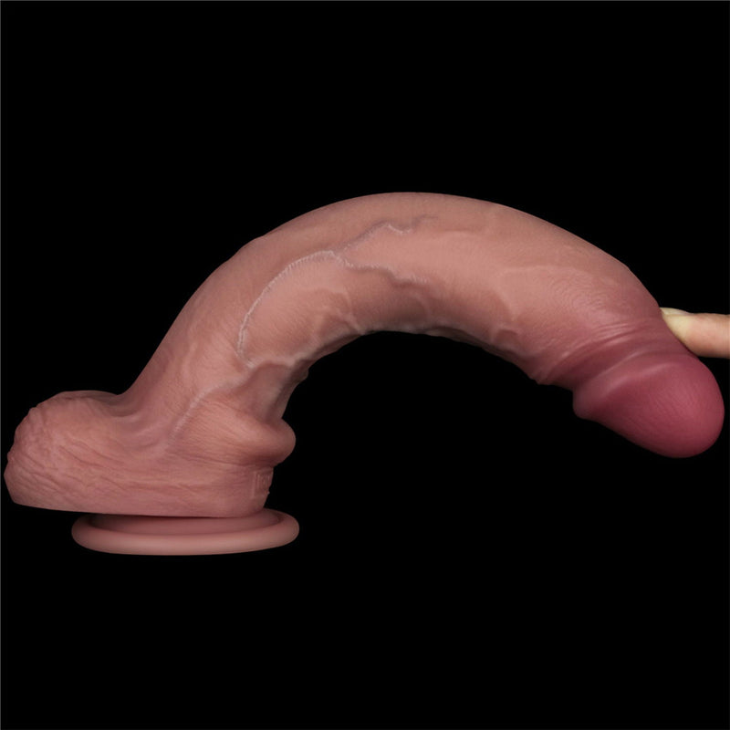 LoveToy - Sliding Skin Vibrerende Dildo Pro II - Met Afstandsbediening - 25 cm - Lichte Huidskleur-laced-up.nl