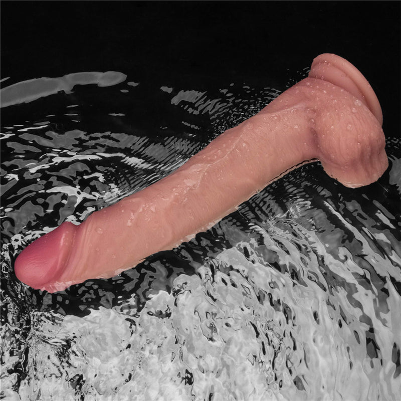LoveToy - Sliding Skin Vibrerende Dildo Pro II - Met Afstandsbediening - 25 cm - Lichte Huidskleur-laced-up.nl