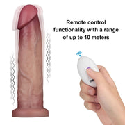 LoveToy - Sliding Skin Vibrerende Dildo Pro II - Met Afstandsbediening - 23 cm - Lichte Huidskleur-laced-up.nl
