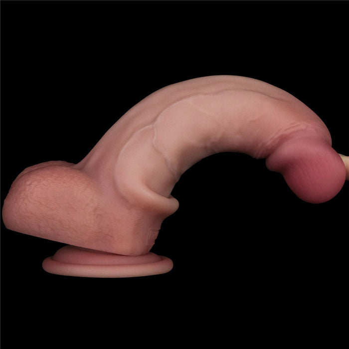 LoveToy - Sliding Skin Vibrerende Dildo Pro II - Met Afstandsbediening - 20 cm - Lichte Huidskleur-Erotiekvoordeel.nl