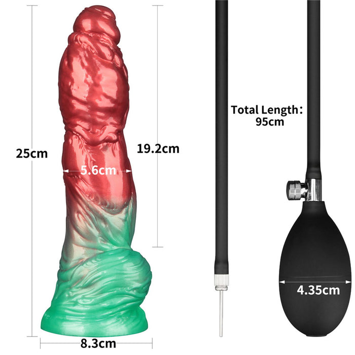 LoveToy – Dual Density Silikon – Aufblasbarer Dildo – Rot/Grün