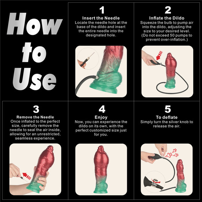 LoveToy – Dual Density Silikon – Aufblasbarer Dildo – Rot/Grün