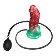 LoveToy - Dual Density Siliconen - Opblaasbare Dildo - Rood/Groen-Erotiekvoordeel.nl