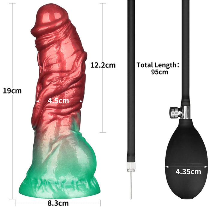 LoveToy – Dual Density Silikon – Aufblasbarer Dildo – Rot/Grün