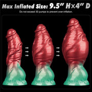 LoveToy - Dual Density Siliconen - Opblaasbare Dildo - Rood/Groen-Erotiekvoordeel.nl