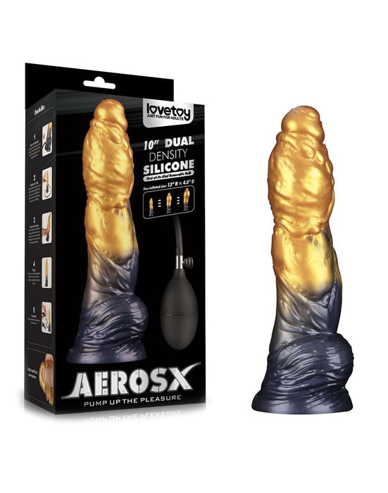 LoveToy - Silicone double densité - Gode gonflable - Or/Noir
