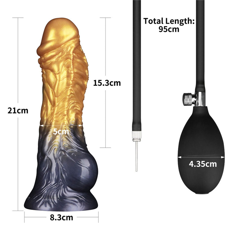 LoveToy - Dual Density Siliconen - Opblaasbare Dildo - Goud/Zwart