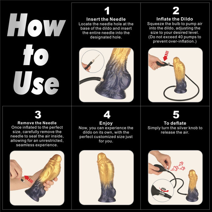 LoveToy - Silicone double densité - Gode gonflable - Or/Noir