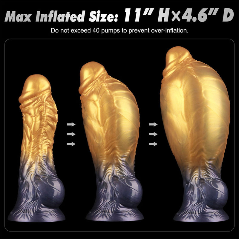 LoveToy - Dual Density Siliconen - Opblaasbare Dildo - Goud/Zwart