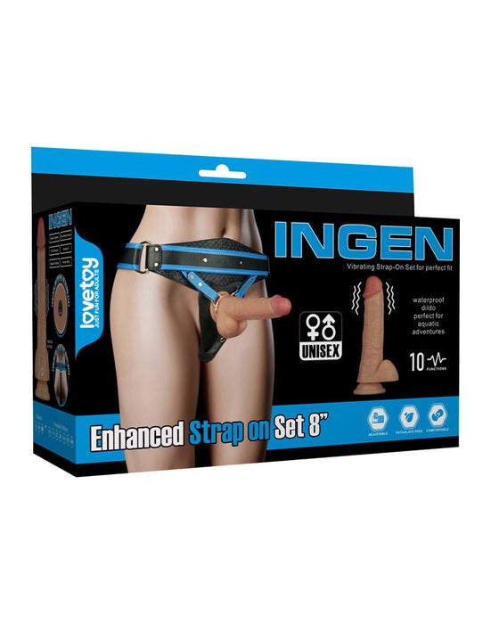 LoveToy - Ingen - Vibrerende Strap-on Set - Lengte 20 cm - Lichte Huidskleur
