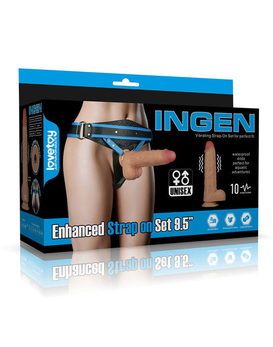 LoveToy - Ingen - Vibrerende Strap-on Set - Lengte 24 cm - Lichte Huidskleur-Erotiekvoordeel.nl