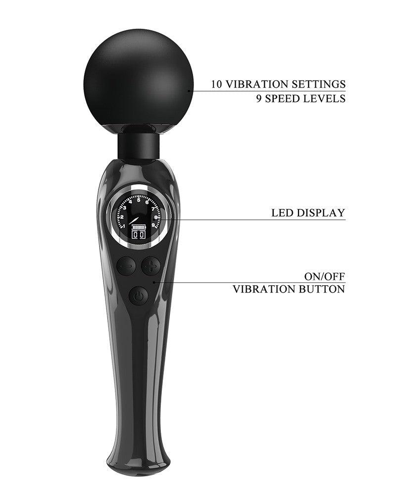 Pretty Love - Skyler - Wand Vibrator - Met LCD Display - Zwart-laced-up.nl
