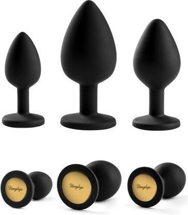 Lang Loys - Elegante Buttplug Set - 3 Stuks - Zwart-Erotiekvoordeel.nl
