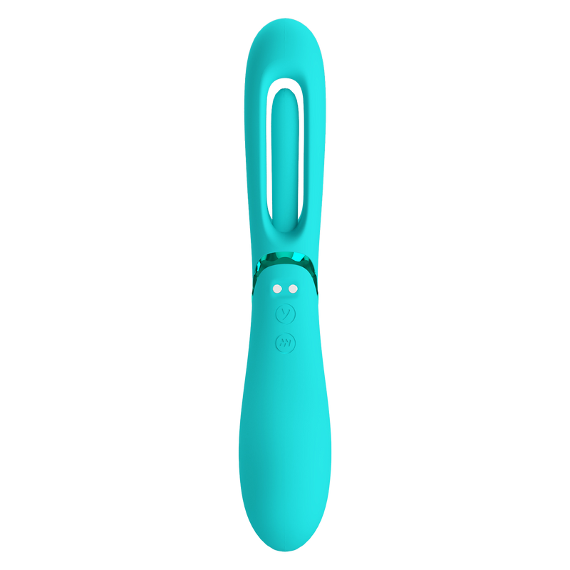 Pretty Love - Romance Lexie - Vibrator met Wiebelend Tongetje - Turquoise-laced-up.nl