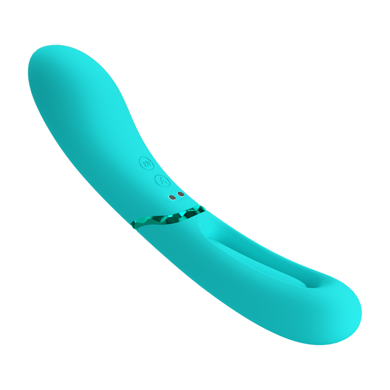 Pretty Love - Romance Lexie - Vibrator met Wiebelend Tongetje - Turquoise-laced-up.nl