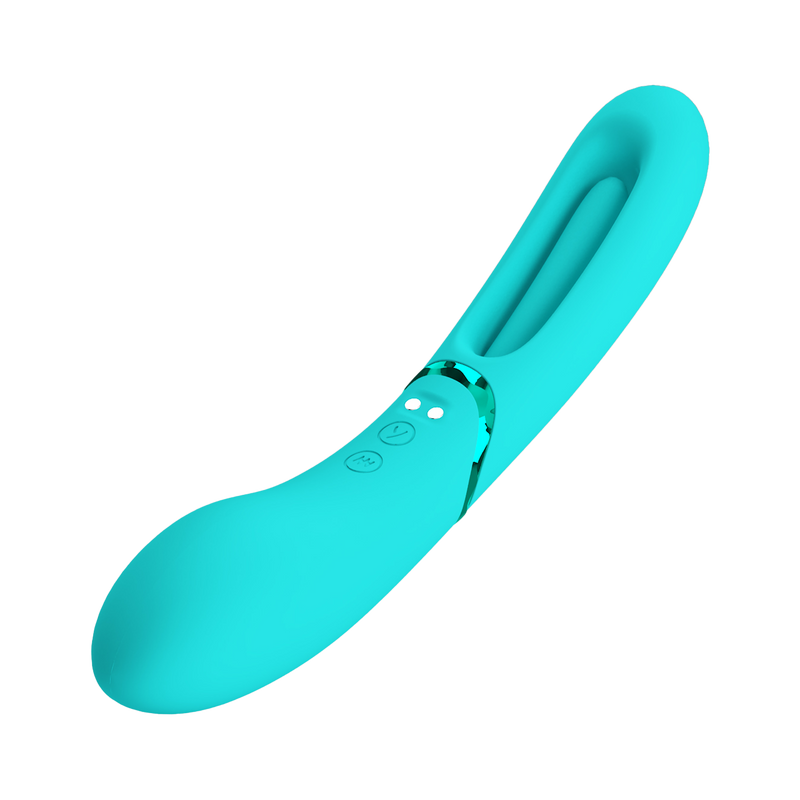 Pretty Love - Romance Lexie - Vibrator met Wiebelend Tongetje - Turquoise-laced-up.nl