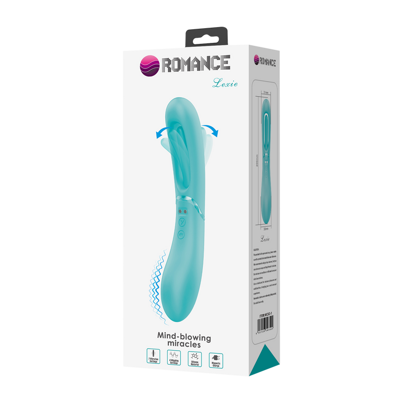 Pretty Love - Romance Lexie - Vibrator met Wiebelend Tongetje - Turquoise-laced-up.nl