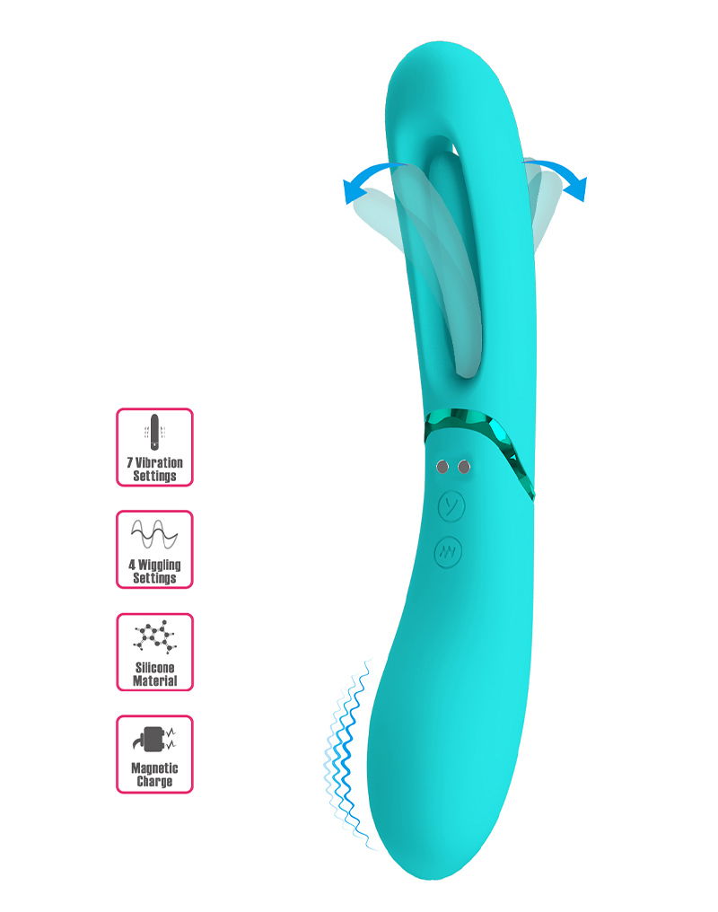 Pretty Love - Romance Lexie - Vibrator met Wiebelend Tongetje - Turquoise-laced-up.nl