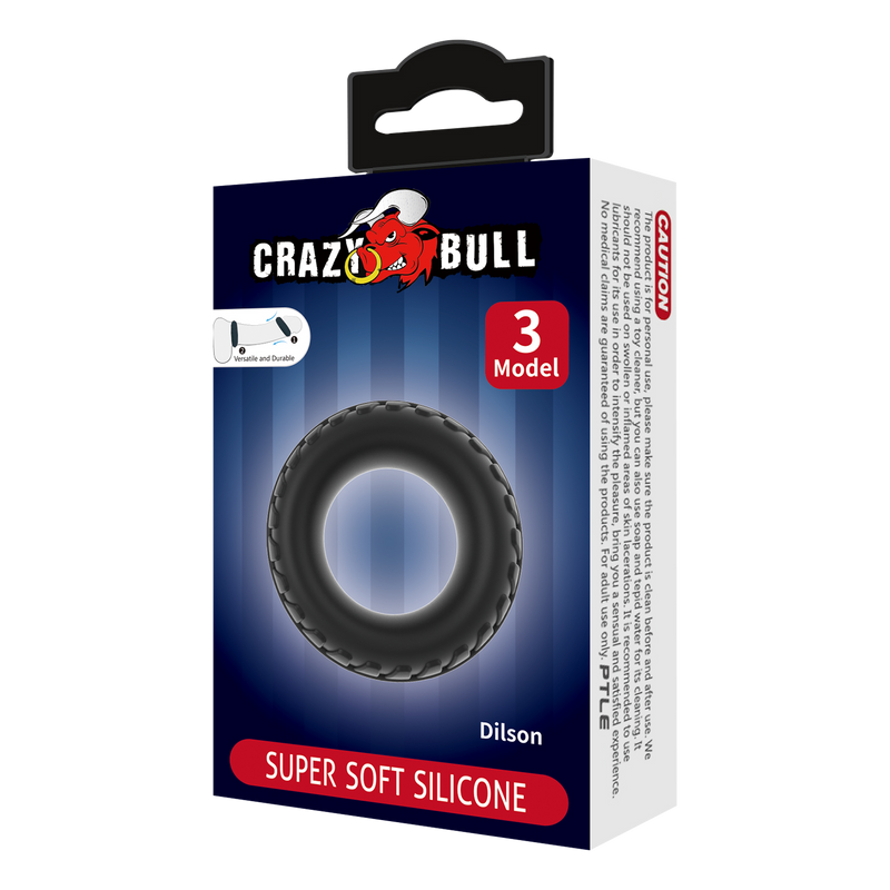 Crazy Bull - Dilson - Super Soft Siliconen Ring - Model 3 - Zwart-laced-up.nl