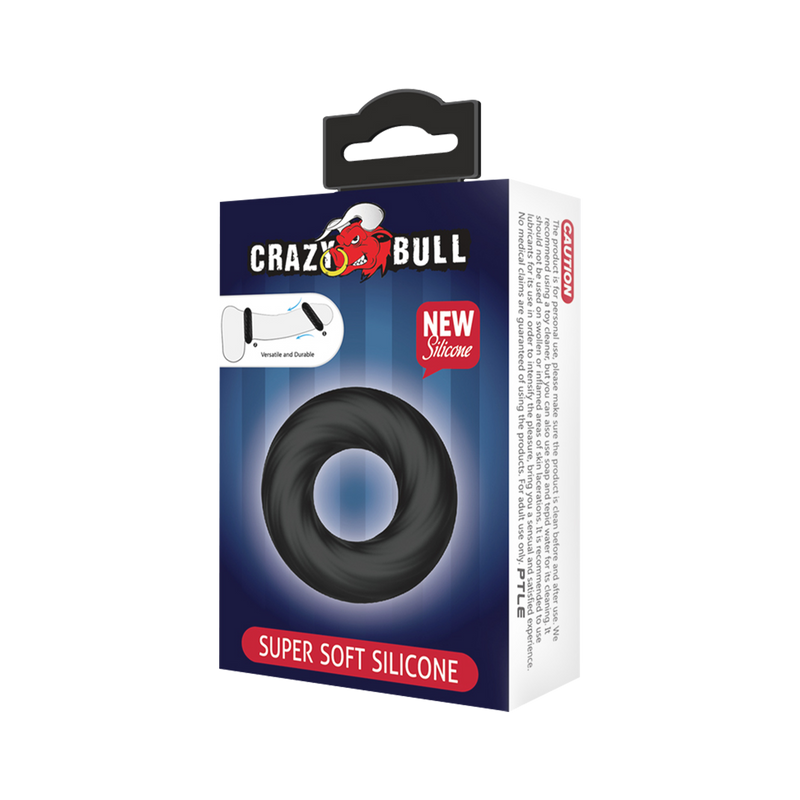 Crazy Bull - Super Soft Siliconen ring - Model 6 - Zwart-laced-up.nl