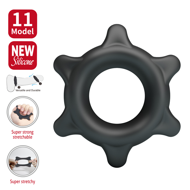 Crazy Bull - Ethaniel - Super Soft Silicone Cockring - Model 11 - Black