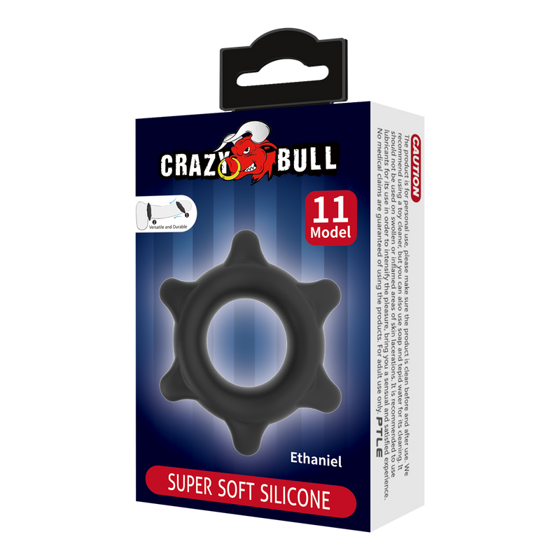Crazy Bull - Ethaniel - Super Soft Silicone Cockring - Model 11 - Black