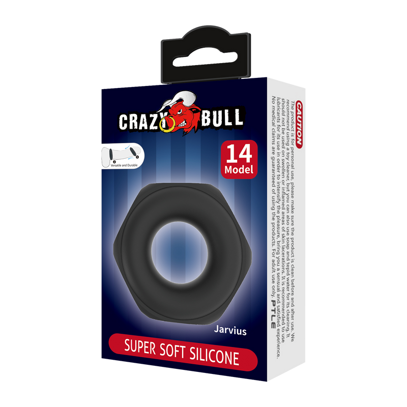 Crazy Bull - Jarvius - Super Soft Silicone Cock Ring - Model 14 - Black