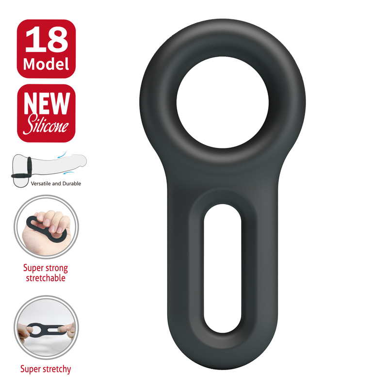 Crazy Bull - Oniel - Super Soft Silicone Cock Ring - Model 18 - Black