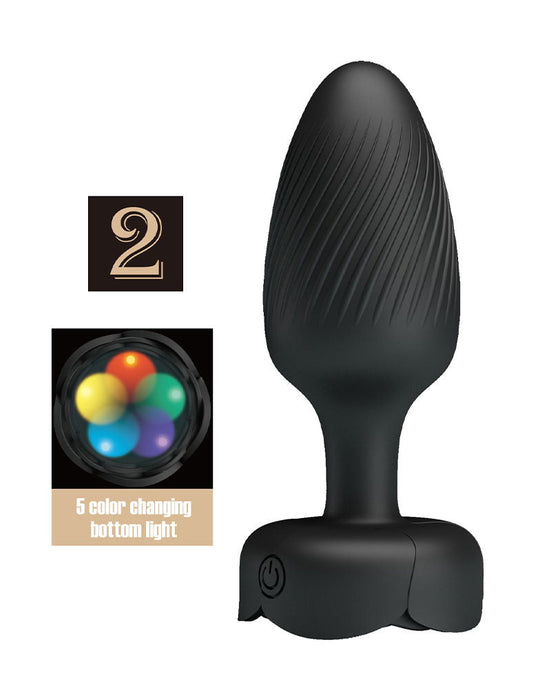 Pretty Love - Varian - Kleurveranderende lichtgevende vibrerende buttplug - Zwart-Erotiekvoordeel.nl