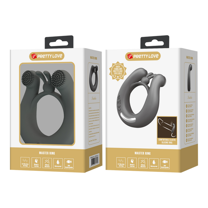 Pretty Love - Dahlia - Master Vibrerende Cockring - Grijs-Erotiekvoordeel.nl