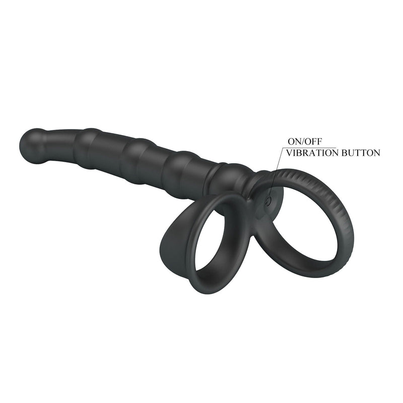 Pretty Love - Tatum - Anale Vibrator met Penisring - Zwart-Erotiekvoordeel.nl