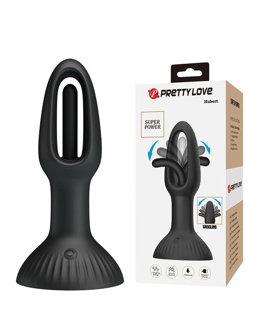 Pretty Love - Hubert - Vibrerende Buttplug - Anaal Vibrator - Met Wiebelend Tongetje - Zwart-Erotiekvoordeel.nl